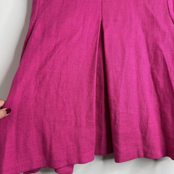 Eileen Fisher Blazer Sz M Pink Linen Blend Open Front Textured Pockets Preppy - Picture 6 of 11